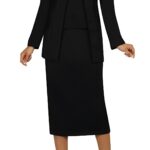 Elegant  3-Piece Skirt Suit in Black or White