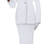 White  Suit with Elegant Swan Neckline