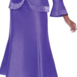 Elegant Purple Suit with Rhinestone Trim