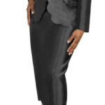 Black Scalloped Hem Suit