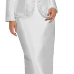 Elegant White Floral Embroidered Skirt Suit
