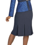 Tally Taylor Floral Brocade Suit - Royal Blue / Gold