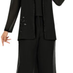 Black Georgette Suit with Beaded Floral Jacket