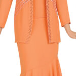 Peach Floral Lace Rhinestone Embellished Suit