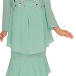 Mint Green Rhinestone Embellished Georgette Suit