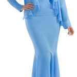 Light Blue Scalloped Edge Dress Suit