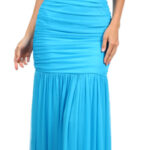 Turquoise Blue One-Shoulder Chiffon Evening Dress