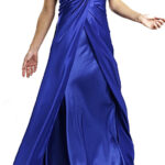 Royal Blue One-Shoulder Satin Evening Gown