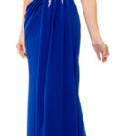 Royal Blue One-Shoulder Sequined Evening Gown